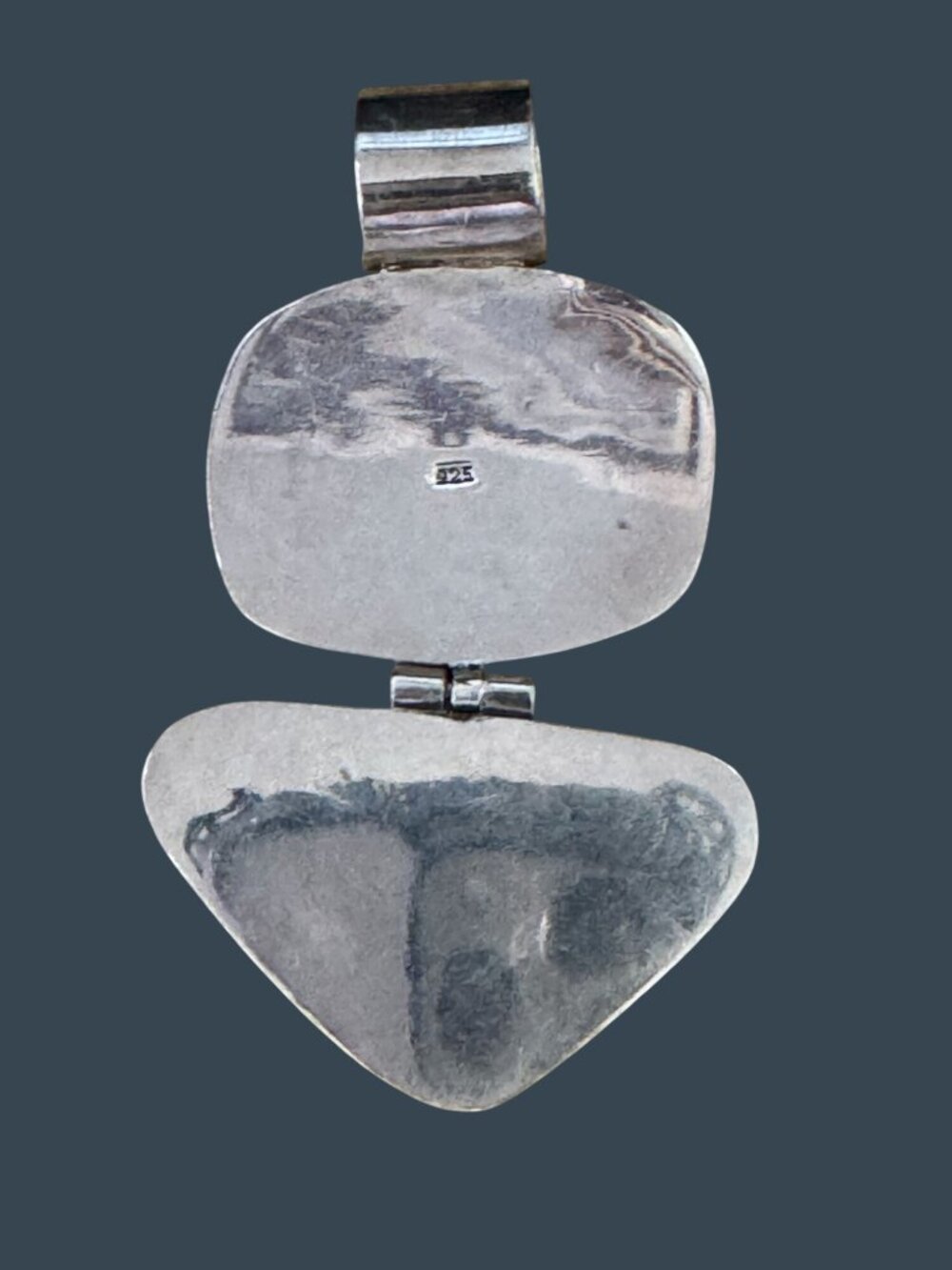 Agatized Dinosaur Bone Gemstone Sterling Silver Pendant Large 2 3/4" 38g - Picture 6 of 8